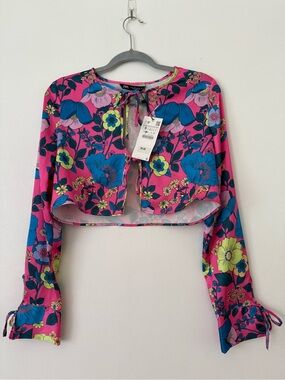 Zara Floral Tie Front Crop Top – NWT